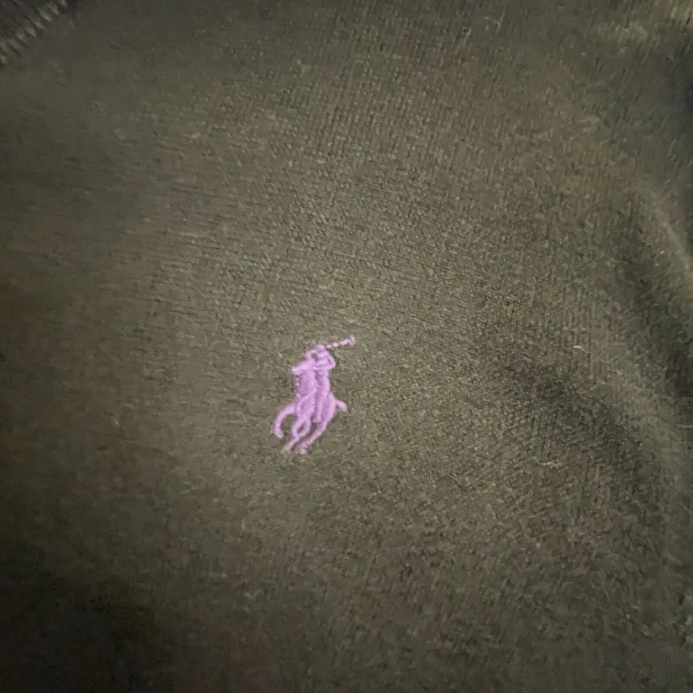 Polo Ralph‎ Lauren Men's Medium Jumper Navy Black Pima Cotton V Neck Pullover